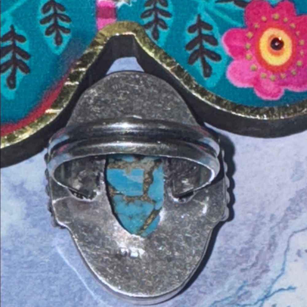 Copper Turquoise Silver Ring - image 5